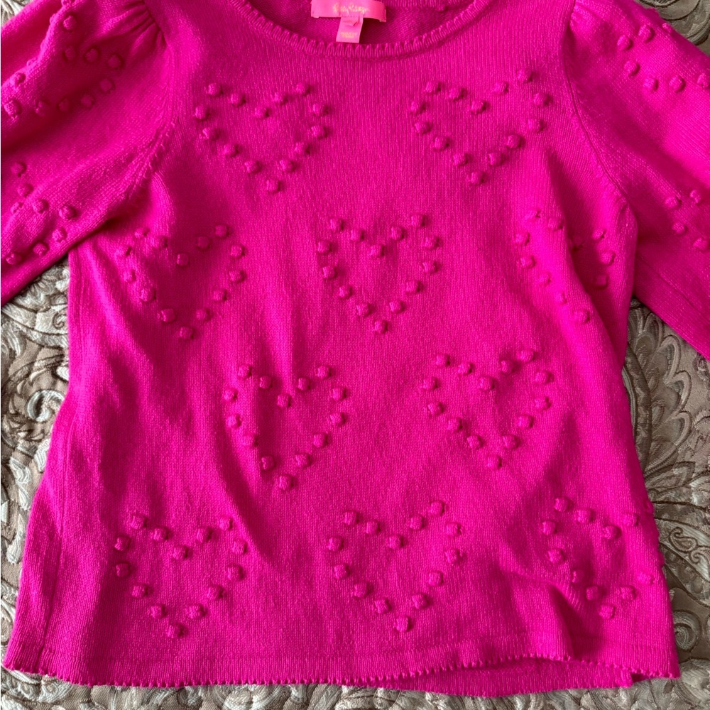 Lilly Pulitzer Kippa heart sweater in berry soirée color